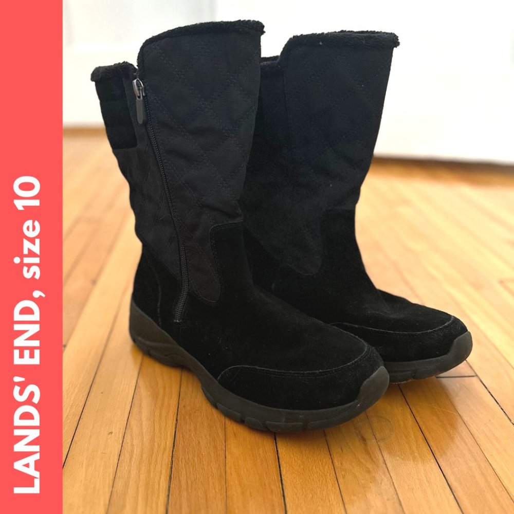 Black Suede Lands' End Winter Boots